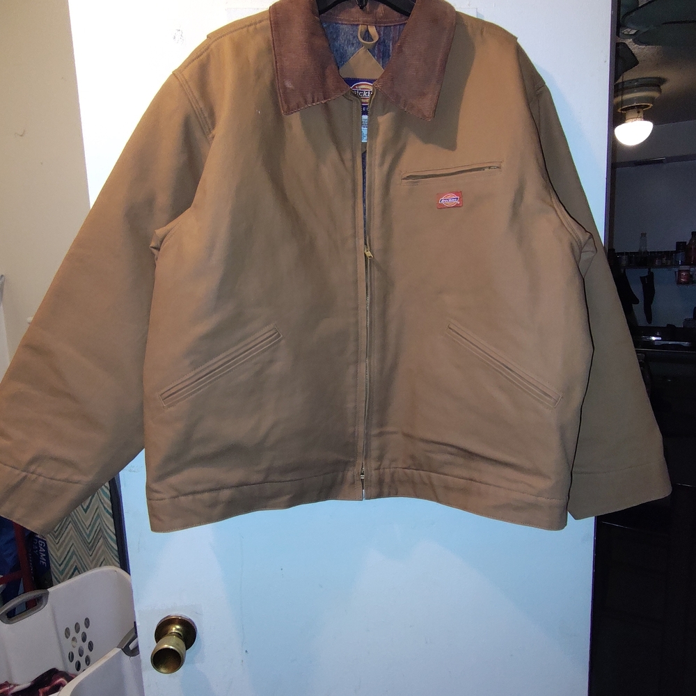 Dickies Tan Bomber Jacket with Brown Collar